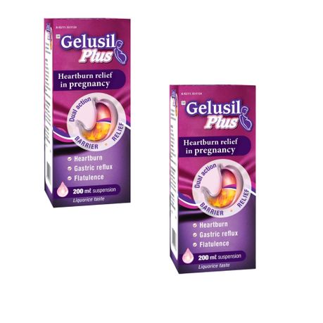 Gelusil Plus Heartburn Relief Suspension 200ml Pack of 2 Image