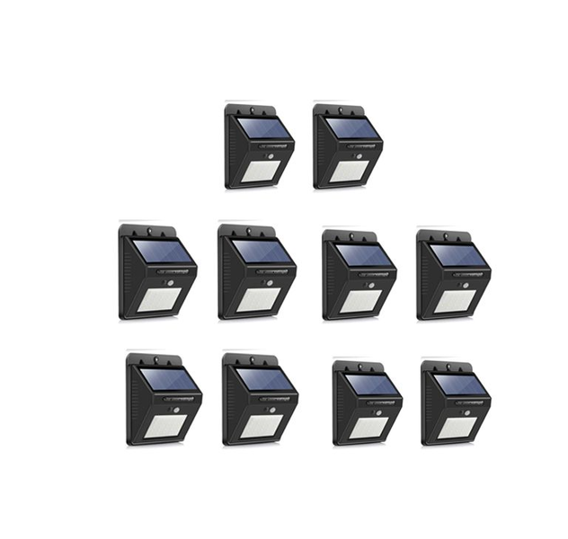 Pack Of 10 LED Solar Powered LED Wall Light with Night sensor