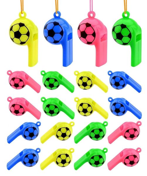 20Pcs Plastic Whistles with Lanyard,Random 4Colors Training Sports Whistles