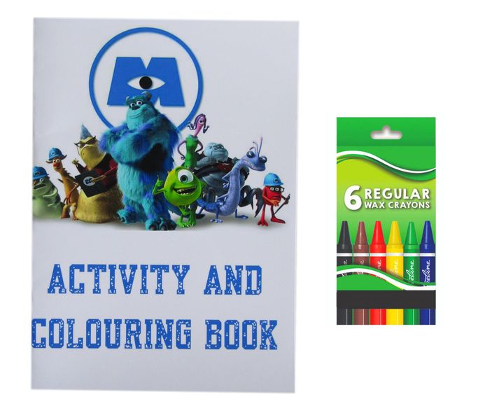 Monsters Inc Activity and Colouring Book A5 plus 6 Wax Crayons - Set of 5
