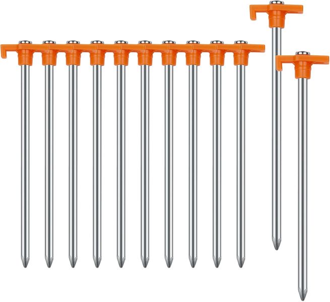 Tent Stakes, Camping Stakes, Non Rust Metal Tent Pegs 7.1 Inch Set of 12