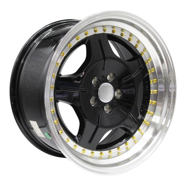17" Rim - ZAR-7869 5/100 Alloy Mag Wheels Black with Gold Rivets - Set of 4