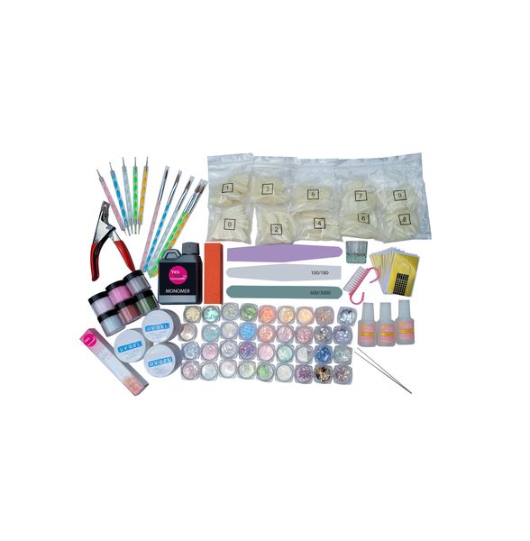 Professional UV Gel and Acrylic Powders Nail Kit - 58 Pieces