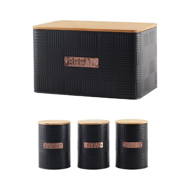 Bamboo Lid Bread Bin And Canister Set