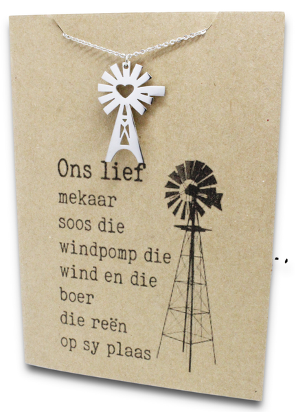 Stainless Steel Necklace On Message Card-Windmill Lief