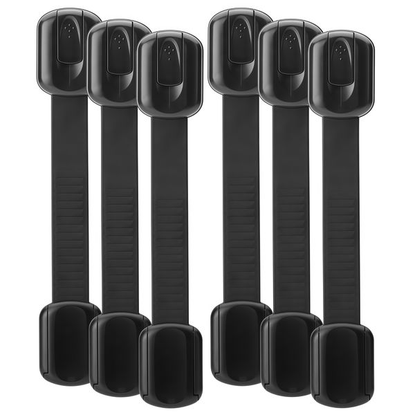 Black Baby Cabinet Locks,Child Proof Drawer Locks-6 Pack