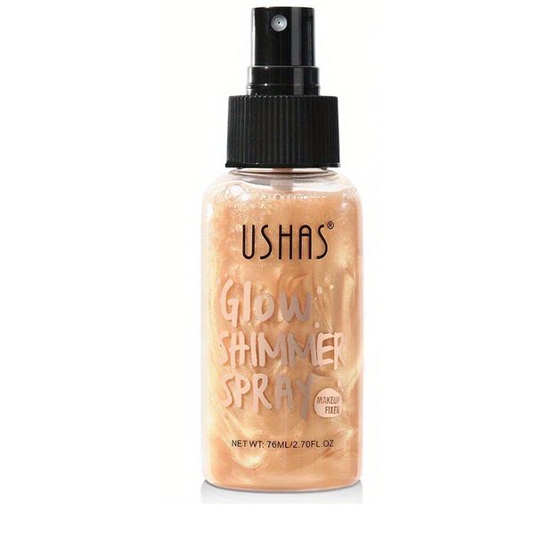 Ushas Gold Body Glitter Spray for Hair and Body,Moisturizing Body Shimmer Spray