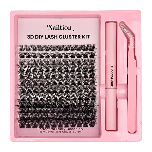 144 Pcs Natural Home DIY False Eyelash Clusters Kit with Bond and Tweezer