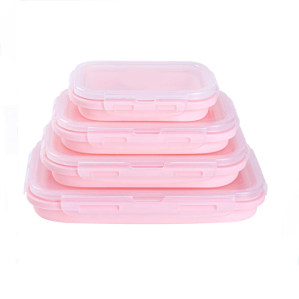 4 Piece Set Food Grade Silicone Lunch Box- ID-104