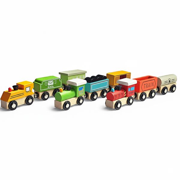 Wooden Car Toys Magnetic Train Set for Kids Play