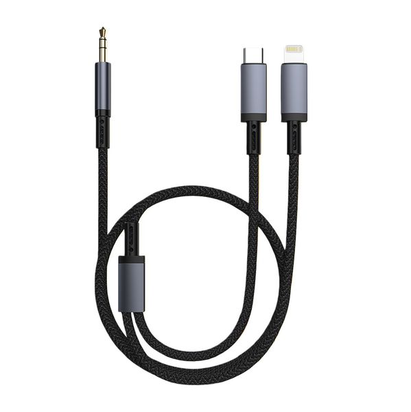 2-in-1 3.5mm to Type C/Lightning AUX Cable Compatible with iPhone Android