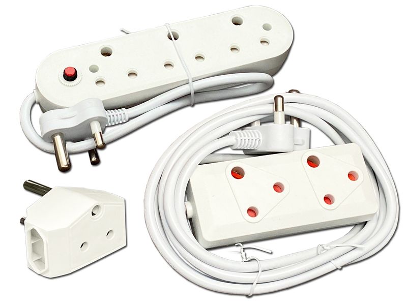 Everlotus Extension Cord 3M Bundle With 3 Way Red Multiplug And 1 Adapter