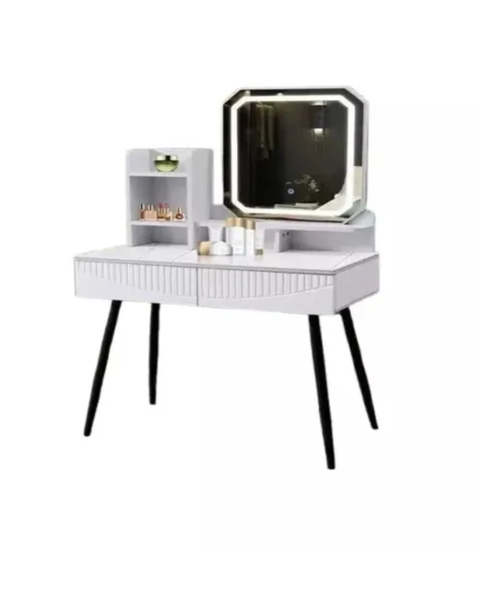 MDF Home Dressing Desk with Square Mirror and Drawers