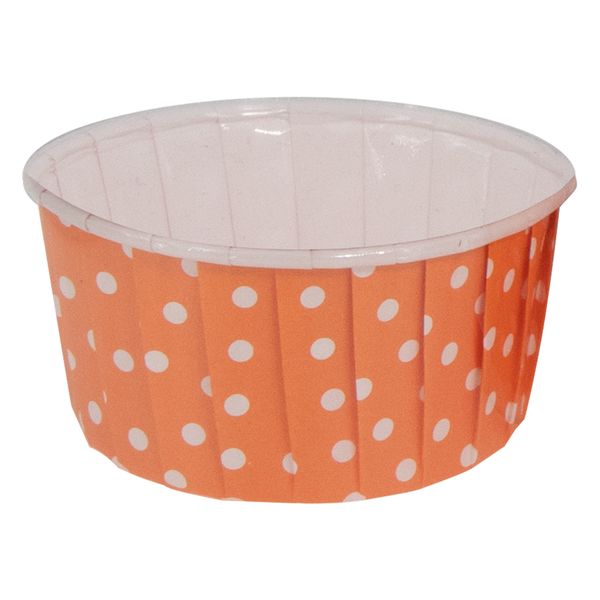 Regent Cake Cups Orange With White Dots Pet Lined 25 Pack - (50 x 39mm)