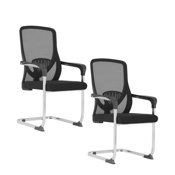 Set Of 2 Mid-Back Mesh Ergonomic Visitor Office Chair with Armrest