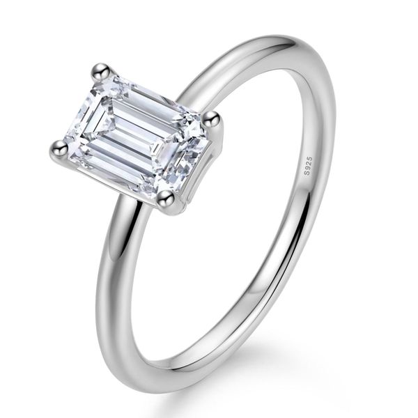 Certified 1 Carat Moissanite Adjustable Engagement Ring - Emerald Cut