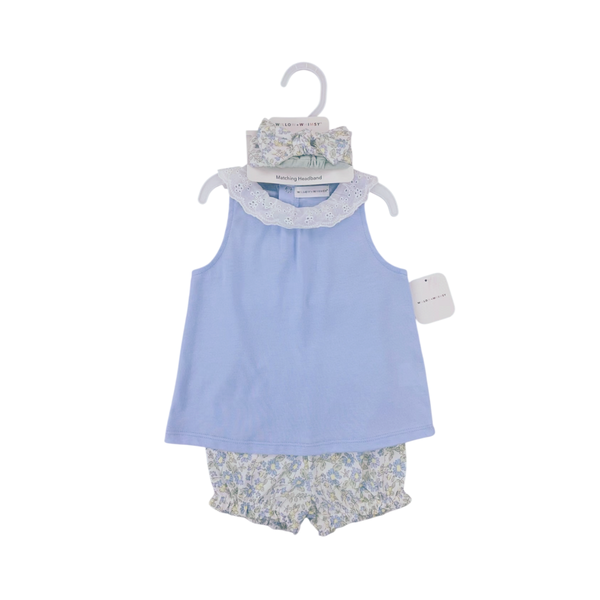 Baby Girl Sleevless Dress set with Headband &amp; Shorts