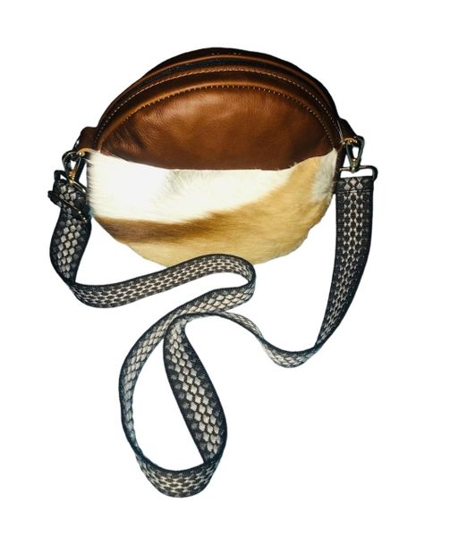 Genuine Leather Round Springbok Crossybody Bag