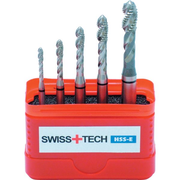 HSS-Co M3-M8 'Black Ring' Spiral Flute Tap Drill Set 5 Piece