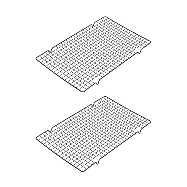 Premium Black Stainless Steel Cooling Rack - 41 x 25 x 1.5cm - Pack of 2