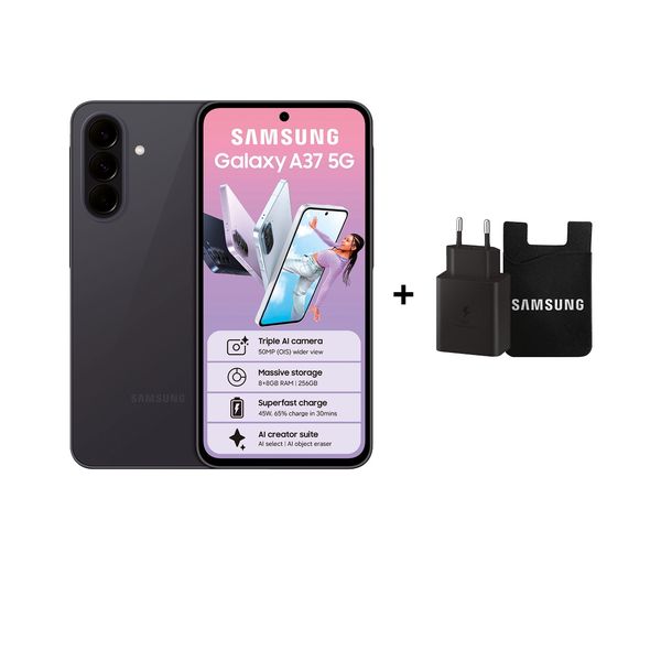 Samsung Galaxy A37 5G 256GB Gray + 45W Adaptor &amp; Credit Card Holder