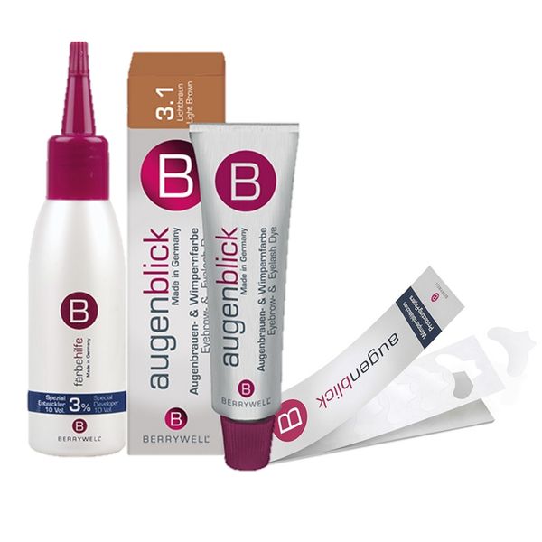 Berrywell Eyelash Tint No.3.1 Light Brown Kit-Tint Developer - Paper - Brush