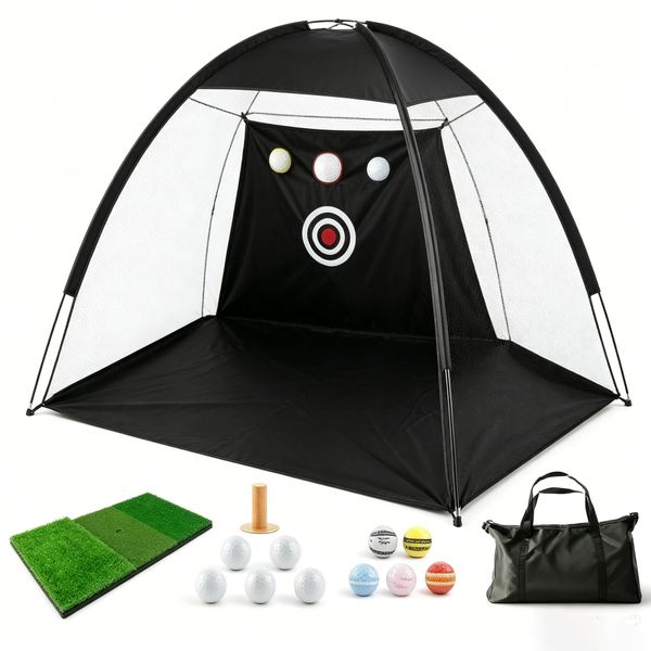 Golf Practice Net Kit with Mat, Balls &amp; Storage Bag-Indoor/Outdoor