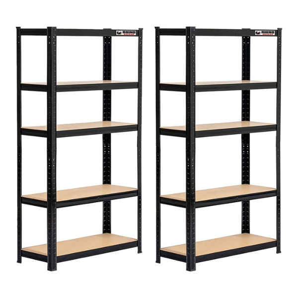 Rhino Racking 180x90x30cm 5 Tier Shelving 200Kg Galvanised Painted x 2 Sets