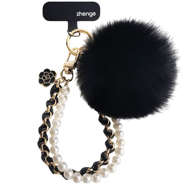 Cute Pearl Pikachu Phone Charm - Ins Trendy Wrist Strap with Pom Poms