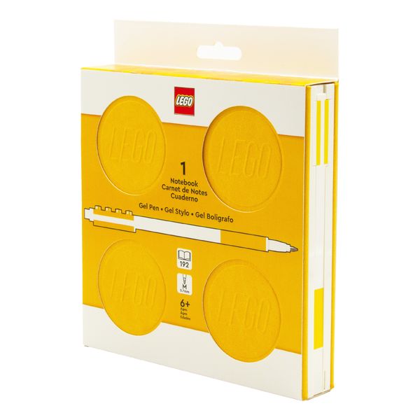 LEGO Locking Notebook with 16cm Gel Pen - Yellow - 384 Dotted Pages