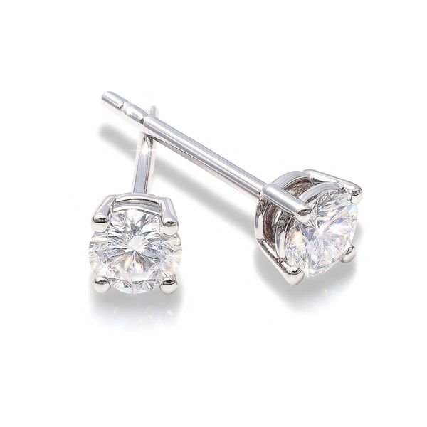 Morrisons Pair of Emma 14k White Gold Natural Diamond Stud Earrings