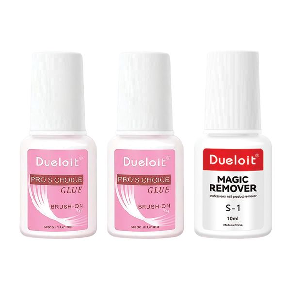 Dueloit Pro's Choice Brush-On Nail Glue + Glue Remover 3 Pcs Combo