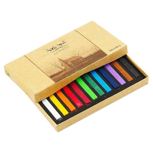 12 Piece - Professional Artist Drawing Chalk Pastels - Multicolor