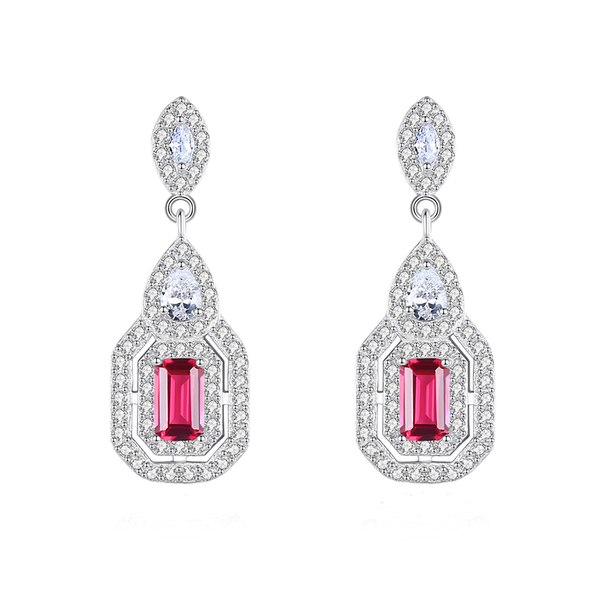 True Love Red Ruby Gemstone And Swarovski Crystals Earrings For Women