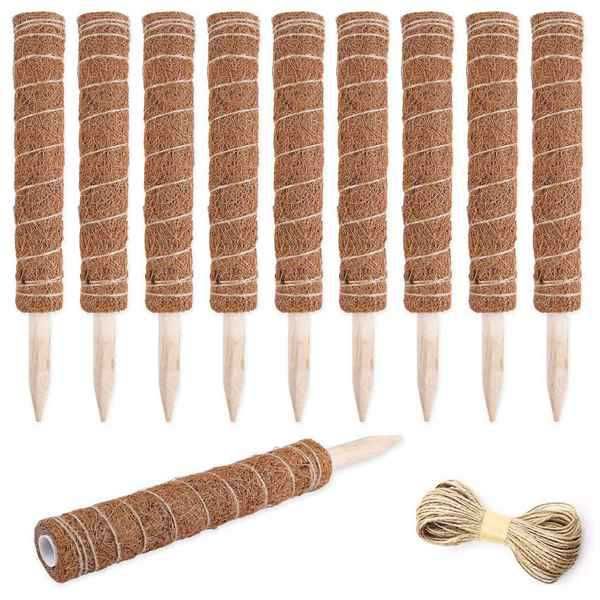 10 Pcs Brown Coconut Coir Poles - Climbing Support for Plants