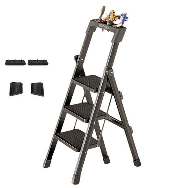 Topika-Folding Step Ladder,3 Step Stool Step Ladder w/ Wide Pedal for Home