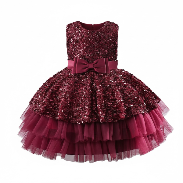 Burgundy Sparkle Princess Ballgown Dress for Girls