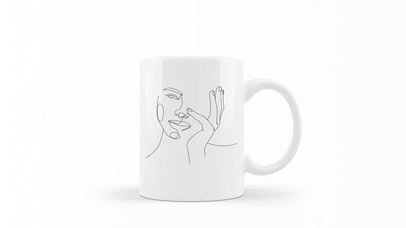 Designer Line Art Coffee Mug - Beauty 14