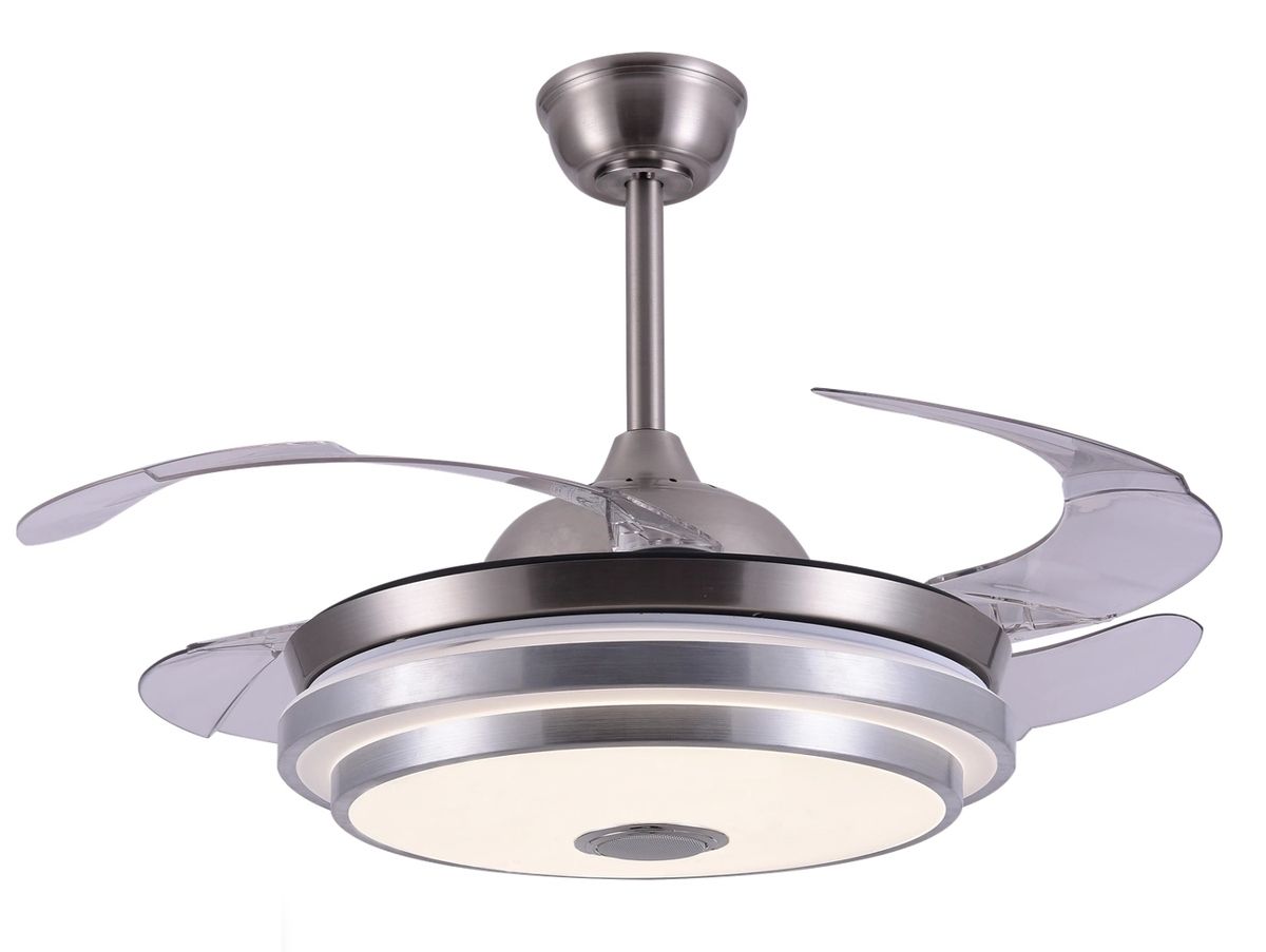 retractable ceiling fan with light and bluetooth speaker