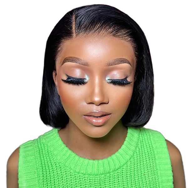 Black In Wear&amp;Go Glueless 8inch Bob Wig-Full Frontal Peruvian Human Hair