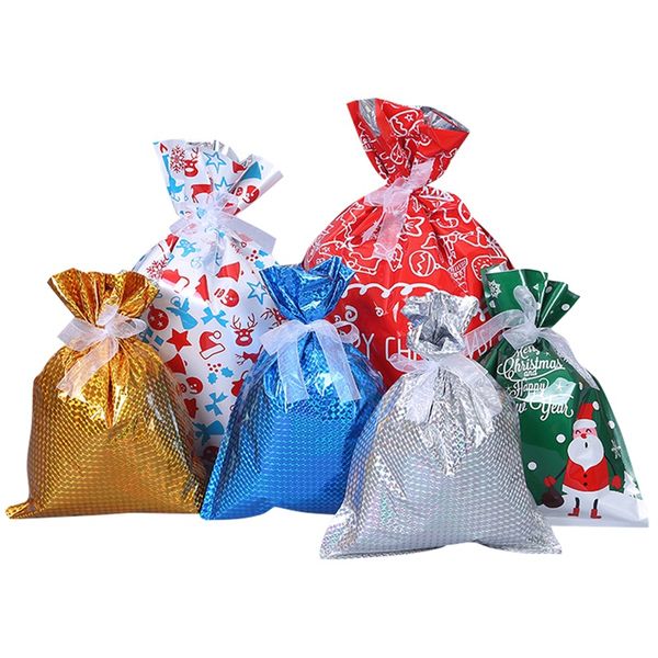 Christmas Party Gift Bags,Assorted Styles Goody Bags with Ribbon Ties