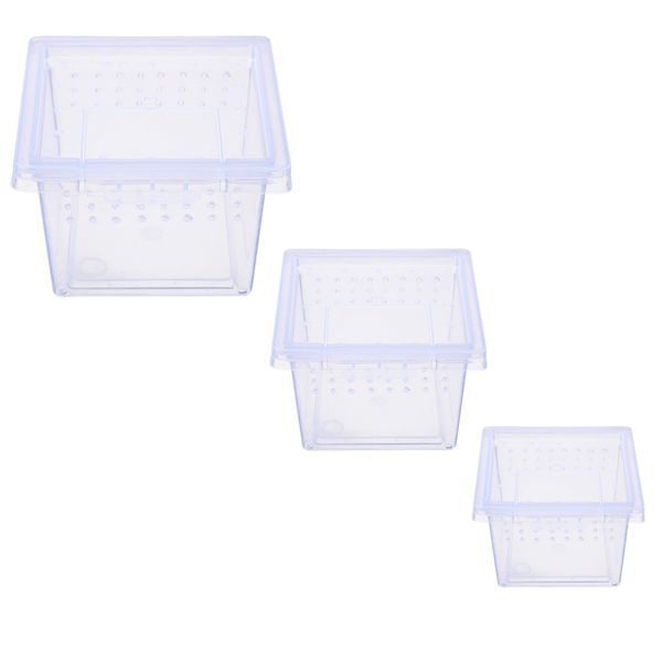 Pet Reptile Transparent Breeding, Hatching Storage Container - Set of 3