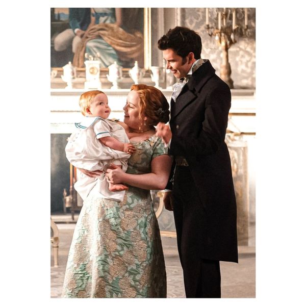 Bridgerton Penelope Holding Baby - A1 Poster