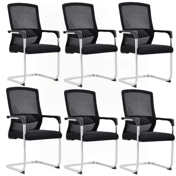 Office Chair Set of 6 Computer Chair Breathable Mesh Back Armchair - Black