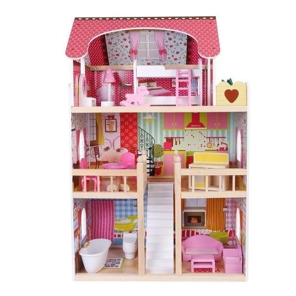 Doll Central Emily's 3 Storey Doll House with 16 Accessories