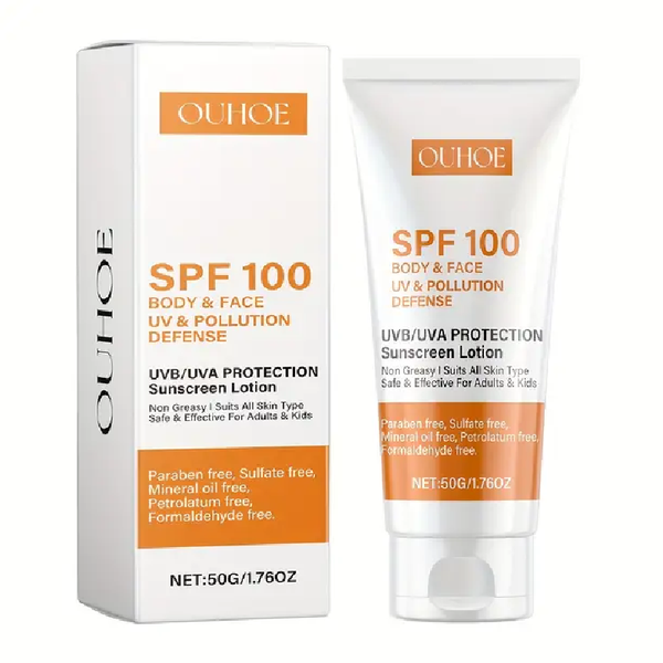 OUHOE SPF 100 Body &amp;Face UV Pollution Protection Sunscreen Lotion Adult/Kid
