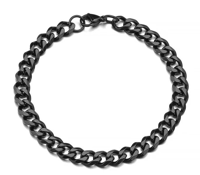 Gifts Black Stainless Steel Cuban Bracelet - 20cm x 6mm