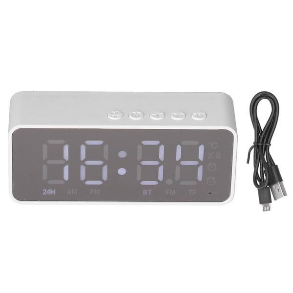 G50 Bluetooth Alarm Clock Speaker Wireless 5.0 MP3 Player Charging White