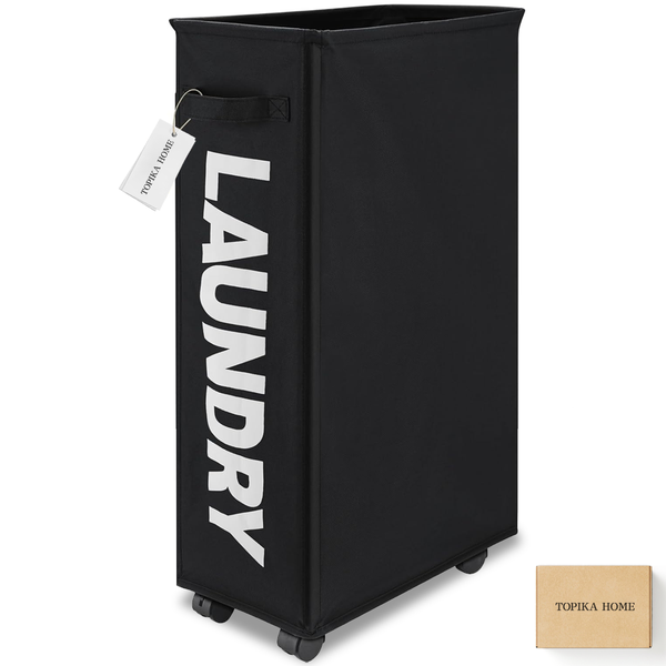 Topika Foldable Laundry Basket With Wheels &amp; Removable Bag for small apt