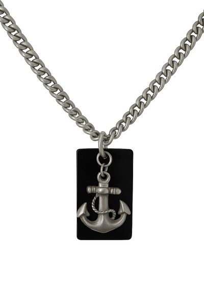 Art Jewellers - Stainless Steel Anchor &amp; Dog Tag With Cuban Link Chain